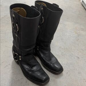 Frye Black Leather Combat Boots